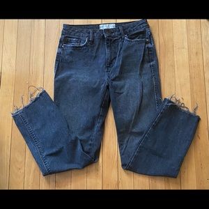 Free People Black Bootcut Jeans raw hem size 26